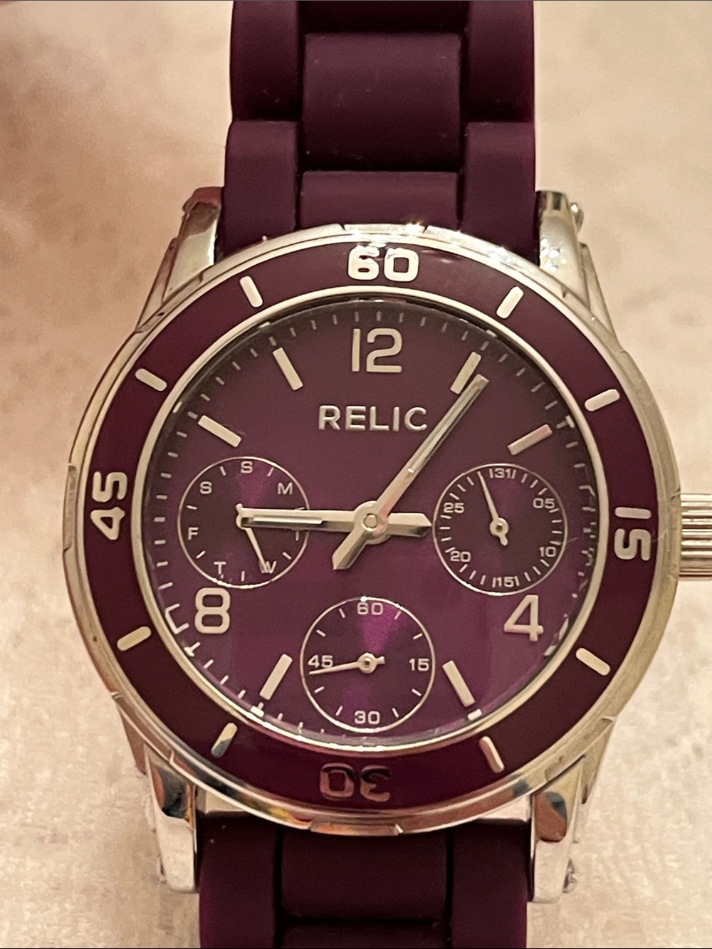 Relic Plum Silicone Chronograph Watch